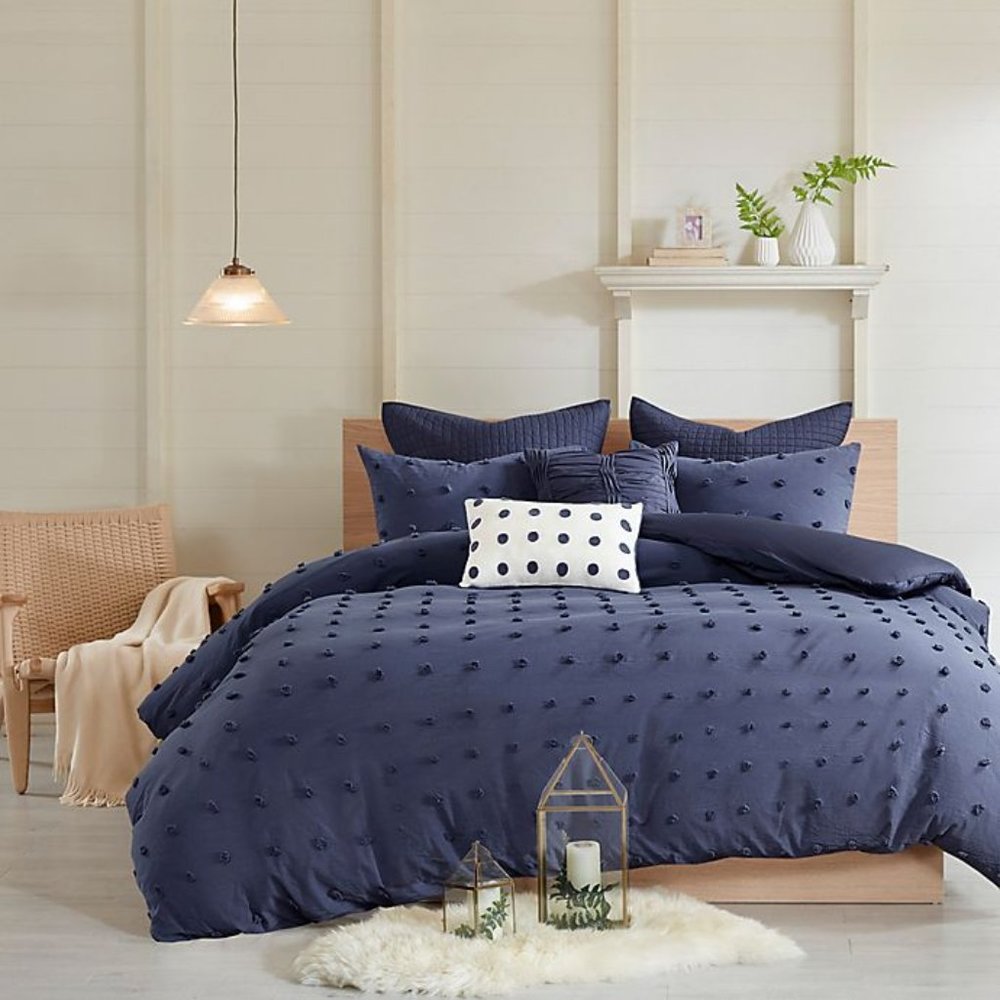 NWT 100% Cotton 5 pcs Duvet Cover Set Blue 2 pillows 1 Duvet 2 shams